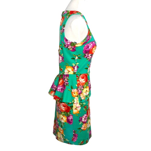 Glam Doll Dress Sleeveless Back Keyhole Cutout Bodycon Pendulum Green Floral M - Picture 10 of 16